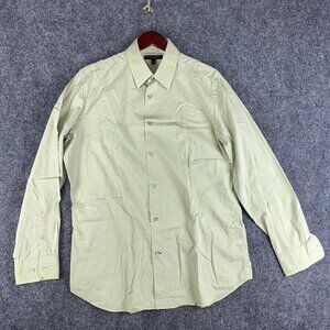 Banana Republic Shirt Men Large Stretch Slim Fit Green Cotton Button Up